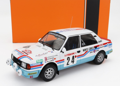 Ixo-models Škoda 130l (nočná verzia) N 24 Rally Montecarlo 1987 John Haugland - Petter Vegel 1:18 Biela svetlomodrá