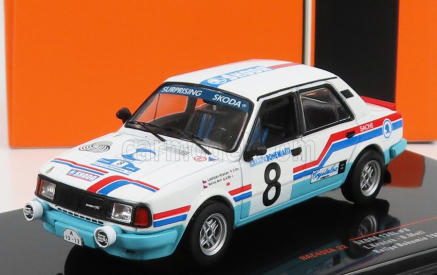 Ixo-models Škoda 130l Team Uamk Škoda Mladá Boleslav N 8 Rally Bohemia 1988 L.krecek - B.motl 1:43 Biela Svetlomodrá