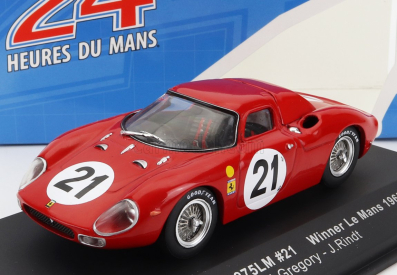 Ixo-modely Ferrari 250lm 3.3l V12 Ch. N5893 Team N.a.r.t. North American Racing N 21 Víťaz 24h Le Mans 1965 Jochen Rindt - Masten Gregory 1:43 Červená