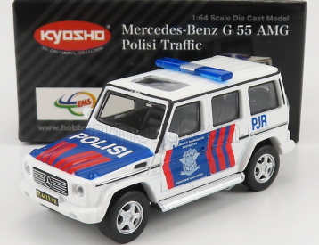 Kyosho Mercedes benz triedy G G55 Amg Polisi Traffic 2018 1:64 Biela červená modrá