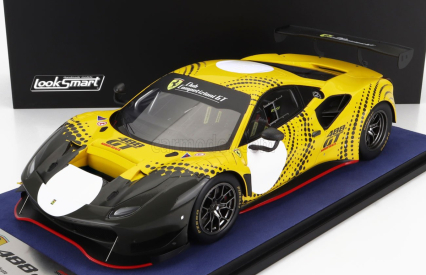 Looksmart Ferrari 488 Gt Modificata Club Competizioni Gt 2020 - Con Vetrina - S vitrínou 1:18 Yellow Glossy Grey