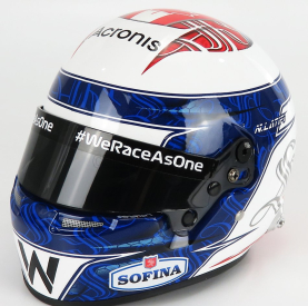 Mini prilba Bell prilba F1 Casco Prilba Williams Fw43b Mercedes M12 Eq Power+ Team Williams Racing N 6 Bahrain Gp 2021 Nicholas Latifi 1:2 White Blue Red