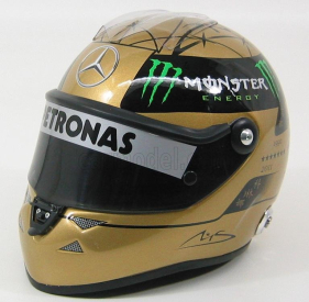 Mini prilba Schuberth F1 Mercedes Gp 20th Anniversary 1991-2011 Michael Schumacher 1:2 Gold Met Black