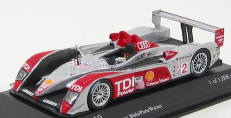 Minichamps Audi R10 N 2 Víťaz 12h Sebring 2007 - Pirro White Werner 1:43 Strieborno-červená