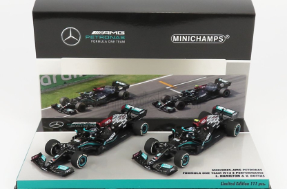 Minichamps Mercedes gp F1 Set 2x W12 Mercedes M12 Eq Power+ Team Amg Petronas Motorsport Formula One N 44 Sezóna 2021 Lewis Hamilton + N 77 Sezóna 2021 Valtteri Bottas 1:43 Black Green