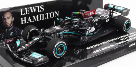 Minichamps Mercedes gp F1 W12 Mercedes M12 Eq Power+ Team Amg Petronas Motorsport Formula One N 44 Winner Brazilian Gp (with Flag) 2021 Lewis Hamilton 1:43 Black Green