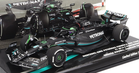 Minichamps Mercedes gp F1 W14 Team Mercedes-amg Petronas Formula One N 63 7th Bahrain Gp 2023 George Russel 1:43 Matt Black