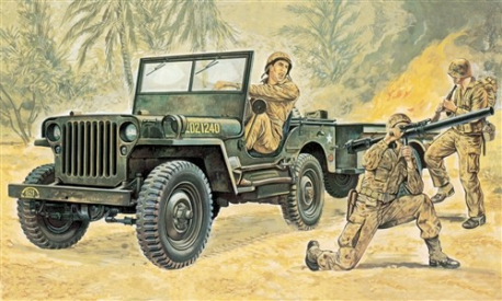 Model Kit military 0314 - Jeep Willys MB s prívesom (1:35)