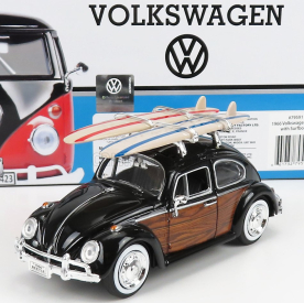 Motor-max Volkswagen Beetle so surfovacím prknom 1968 1:24 Black Wood