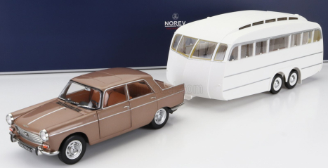 Norev Peugeot 404 s karavanom Roulotte Henon 1965 1:18 Brown Met