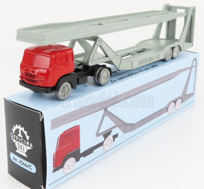 Officina-942 Fiat 682 T2 Truck Bisarca Car Transporter 1955 1:76 Červená strieborná