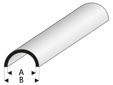 Raboesch profil ASA rúrka polkruhová 1,5x3x1000mm