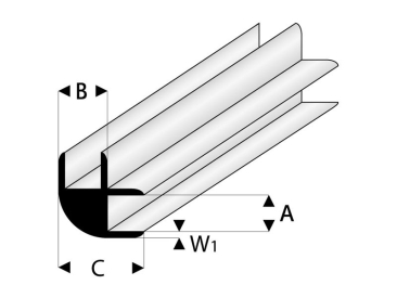 Raboesch profil ASA spojovací roh 1x1000mm