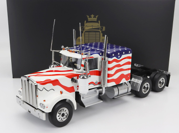 Road-kings Kenworth W900 Tractor Truck Stars & Stripes Livery 3-assi 1989 1:18 Biela modrá červená