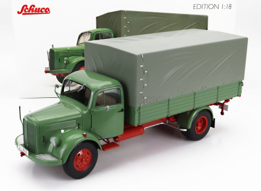 Schuco Mercedes Benz L3500 Truck Telonato 1950 1:18 modrá sivá