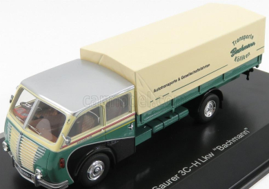 Schuco Saurer 3ch Lkw Telonato Transport Bachmann 1954 1:43 zelená krémová strieborná