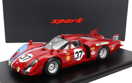 Spark-model Alfa romeo T33/2 1996cc V8 Team Vds Racing N 37 24h Le Mans 1968 T.pilette - R.slotemaker - Con Vetrina - S vitrínou 1:18 Red