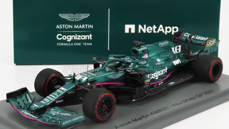 Spark-model Aston martin F1 Amr21 Mercedes M12 Eq Power+ Team Cognizant Formula One N 18 Abu Dhabi GP 2021 Lance Stroll - 100. GP 1:43 Green