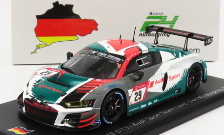 Spark model Audi R8 Lms Gt3 Team Audi Sport Land N 29 24h Nurburgring 2021 C.mies - K.van Der Linde - R.rast 1:43 White Grey Blue