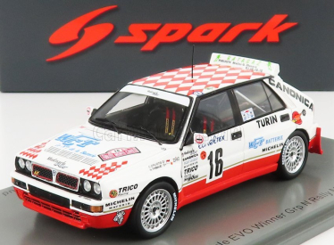 Spark-model Lancia Delta Hf Integrale Evo Canonica N 16 Winner Group N Rally Montecarlo 1993 C.spiliotis - H.thibaud 1:43 Biela červená