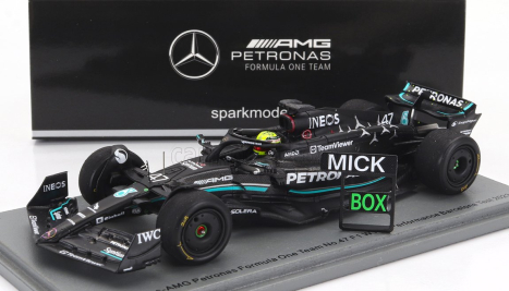 Spark-model Mercedes gp F1 W14 Team Mercedes-amg Petronas Formula One N 47 Tires Test Spain Gp 2023 Mick Schumacher 1:43 Matt Black