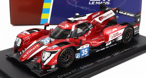 Spark-model Oreca Gibson 07 Gk428 4.2l V8 Team Ultimate N 35 24h Le Mans 2022 J.b.lahaye - M.lahaye - F.heriau 1:43 Červená Biela