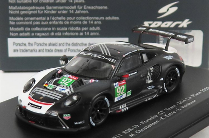 Spark-model Porsche 911 991-2 Rsr Team Porsche Gt N 92 24h Le Mans 2020 M.christensen - K.estre - L.vanthoor 1:87 Black