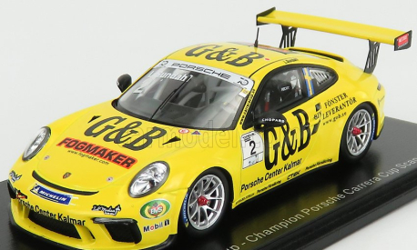 Spark-model Porsche 911 991 Gt3 Cup N 2 Champion Porsche Carrera Cup Scandinavia 2018 L.sundahl 1:43 Žltá