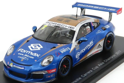 Spark-model Porsche 911 991 Gt3 N 7 Champion Porsche Carrera Cup Asia 2017 V.der Drift 1:43 Blue