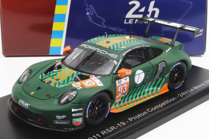 Spark-model Porsche 911 991 Rsr-19 4.2l Team Proton Competition N 93 24h Le Mans 2022 Michael Fassbender - Matt Campbell - Zacharie Robichon 1:43 Green Black