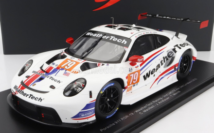 Spark-model Porsche 911 991 Rsr-19 4.2l Team Weathertech Racing N 79 2nd Lmgte Am Class 24h Le Mans 2022 C.macneil - J.andlauer - T.merril - Con Vetrina - S vitrínou - Špeciálna krabica 1:18 biela