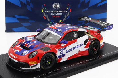 Spark-model Porsche 991 911 Gt3 R Team Australia N 4 Winner Fia Motorsport Games Gt Sprint Cup Paul Richard 2022 M.campbell 1:43 Červená biela