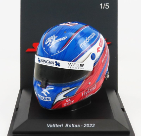 Spark-model prilby Bell F1 Casco Prilba Alfa Romeo C42 Team Orlen Racing N 77 Sezóna 2022 Valtteri Bottas 1:5 Modrá biela červená