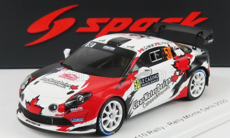 Spark-model Renault Alpine A110 Rally N 50 Rally Montecarlo 2022 I.crerar - E.racette 1:43 Biela červená čierna