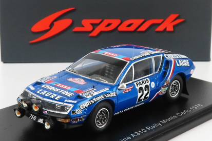 Spark-model Renault Alpine A310 N 22 Rally Montecarlo 1976 J.henry - M.gelin 1:43 Blue Met Black