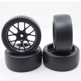 Spec D CS Wheel Offset +3 Black w/Tire 4ks pre 1/10 Drift