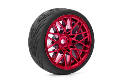 Spec T LS Wheel Offset 3 Red w/Tire 4ks pre 1/10 Road