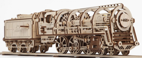 Ugears 3D drevené mechanické puzzle Parná lokomotíva 4-6-0 s tendrom