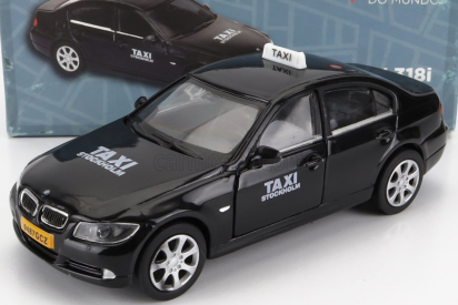 Welly BMW 3-series 330i Taxi Stoccolma Švédsko 2008 - poškodenie karty Box 1:38 čierna