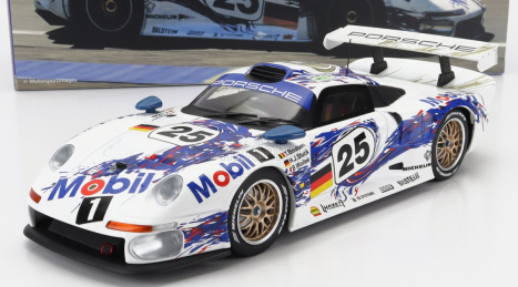 Werk83 Porsche 911 Gt1 3.2l Turbo Team Porsche Ag Mobil1 N 25 2nd 24h Le Mans 1996 T.boutsen - H.j.stuck - B.wollek 1:18 Biela Modrá