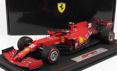 Bbr-models Ferrari F1 Sf21 Team Scuderia Ferrari Mission Winnow N 55 5. Emilia Romagna Taliansko Gp - Mäkké červené pneumatiky 2021 Carlos Sainz Jr. - Con Vetrina - S vitrínou 1:18 Červená