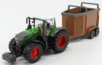 Bburago Fendt Vario 1000 Tractor With Livestock Trailer 2016 1:50 zeleno-sivá