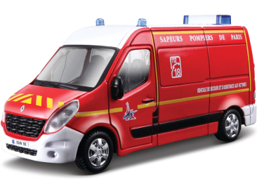 Bburago Renault Master 1:50 červená – hasiči