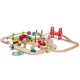 Bigjigs Rail Drevená vláčiková dráha s vidieckou cestou 80 kusov