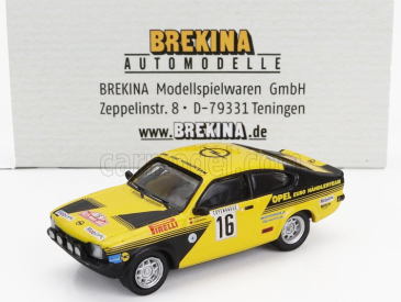 Brekina plast Opel Kadett C Gt/e (nočná verzia) N 16 4. Rally Montecarlo 1976 Walter Rohrl - Jochen Berger 1:87 Žltá čierna