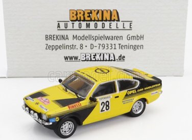 Brekina plast Opel Kadett C Gt/e (nočná verzia) N 28 Rally Montecarlo 1976 Anders Kullang - Claes Goran Andersson 1:87 žltá čierna