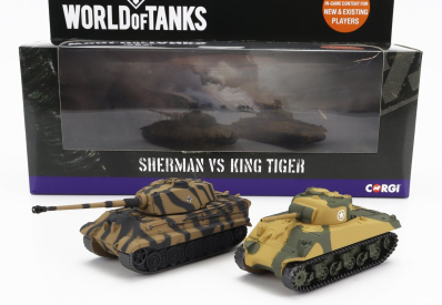 Corgi Tanková súprava 2x Sherman + King Tiger 1945 1:87 Vojenská kamufláž