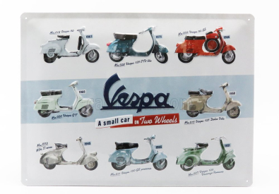 Edicola Príslušenstvo 3d kovová tabuľka - Piaggio Vespa Collage 1:1 biela červená modrá