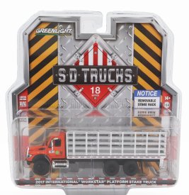 Greenlight International Workstar Truck Platform Stake 3-assi 2017 1:64 Orange Silver