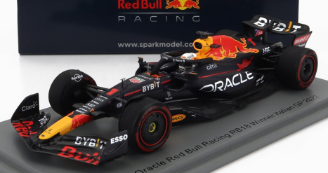 Iskrový model Red bull F1 Rb18 Team Oracle Red Bull Racing N 1 Winner Monza Italy Gp World Champion 2022 Max Verstappen 1:43 Matná modrá žltá červená